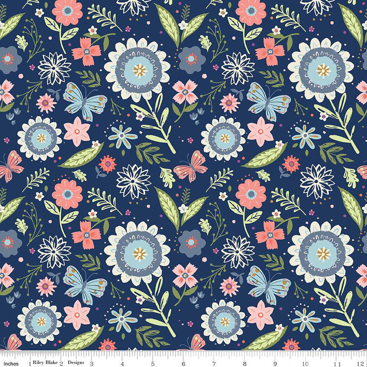 Butterfly Blossom Main - Navy